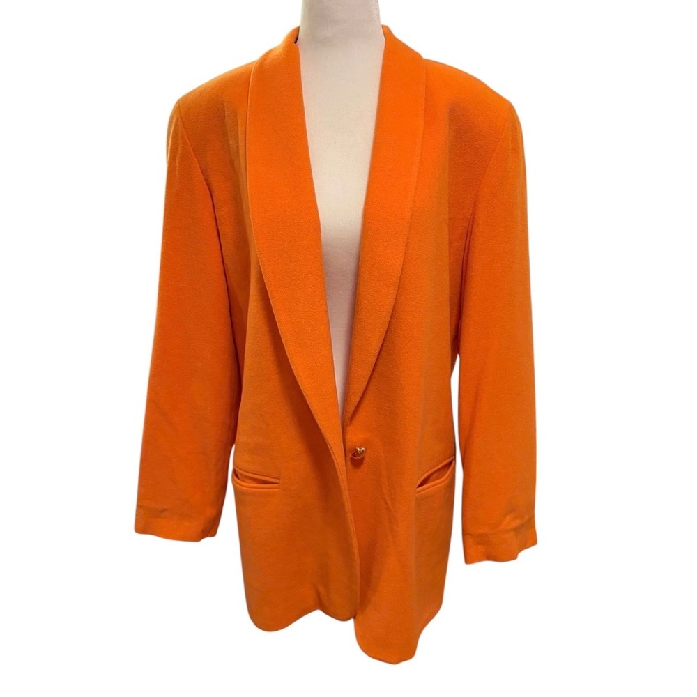 Jax Canada Orange Wool Cashmere Blend Shawl Collar Blazer Size 10 Jackets - Picture 3 of 13